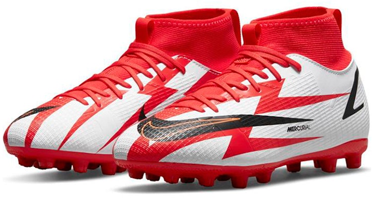 (Preschool) Nike JR Mercurial Superfly 8 Academy CR7 HG 'White Red' DB2673-600 Lookbook (Preschool) Nike JR Mercurial Superfly 8 Academy CR7 HG 'White Red' DB2673-600