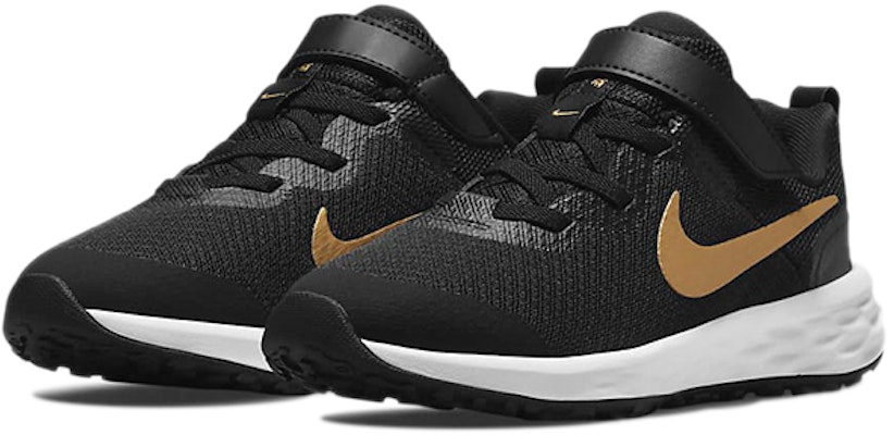 (PS) Nike Revolution 6 'Negro Oro Metálico' DD1095-002 Lookbook (PS) Nike Revolution 6 'Negro Oro Metálico' DD1095-002