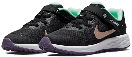 Lookbook 中童 Nike REVOLUTION 6 FlyEase 可回收材料 低筒 兒童運動鞋 黑綠棕