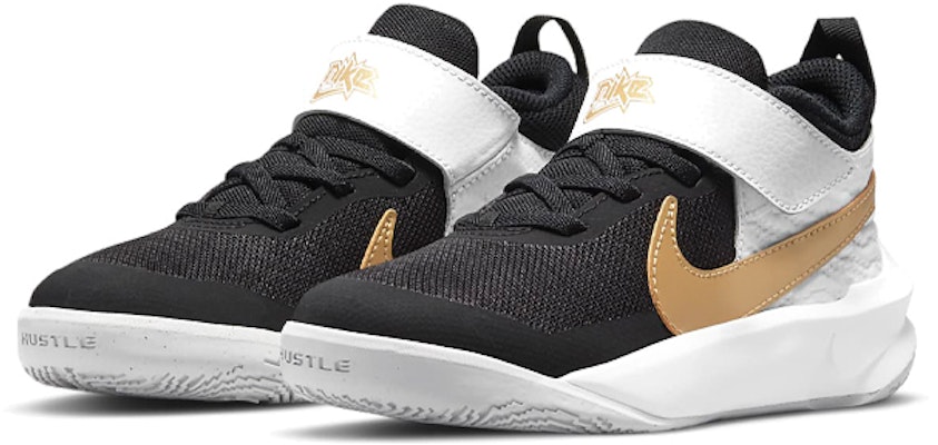 (Preschool) Nike Team Hustle D10 'Black White Metallic Gold' CW6736-002 Lookbook (Preschool) Nike Team Hustle D10 'Black White Metallic Gold' CW6736-002