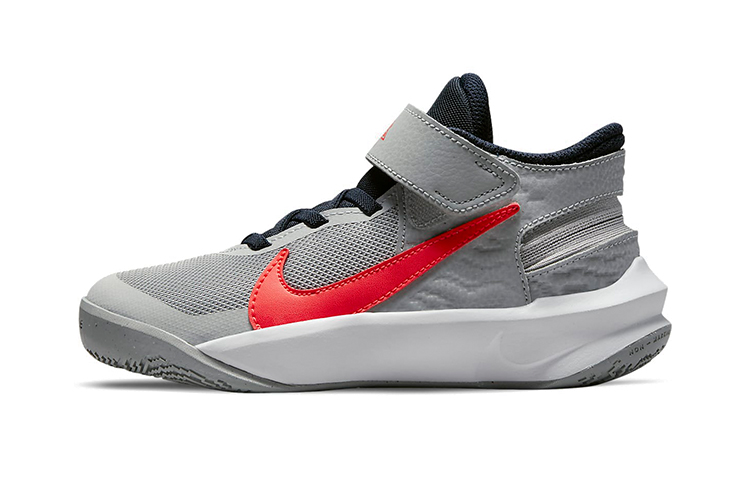 (Preschool) Nike Team Hustle D10 FlyEase 'Grey Bright Crimson' DD7302-006