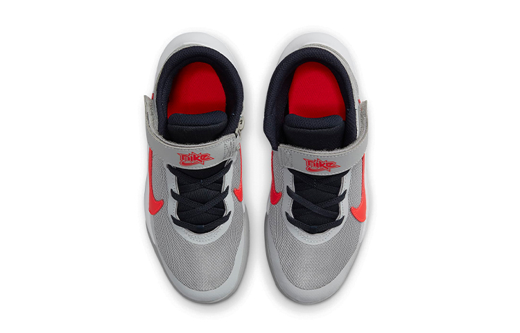 Shop (Preschool) Nike Team Hustle D10 FlyEase 'Grey Bright Crimson' DD7302-006