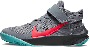 (Preschool) Nike Team Hustle D10 FlyEase 'Grey Teal Siren Red' DD7302-008 (Preschool) Nike Team Hustle D10 FlyEase 'Grey Teal Siren Red' DD7302-008