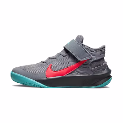 (PS) Nike Team Hustle D10 FlyEase 'Grey Teal Siren Red'