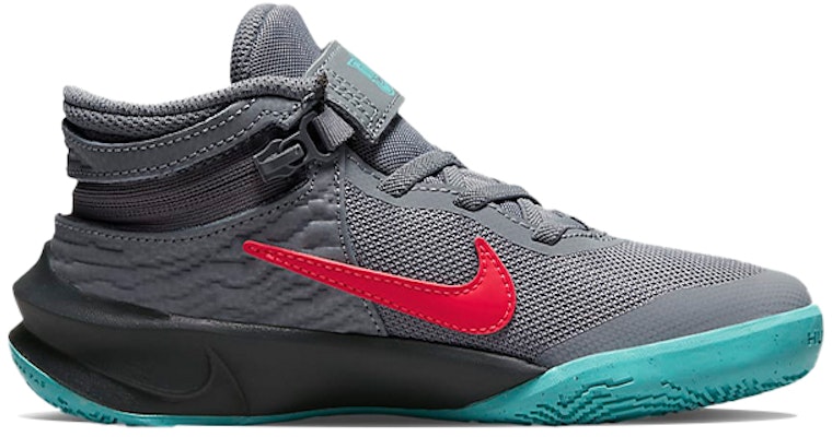 (Preschool) Nike Team Hustle D10 FlyEase 'Grey Teal Siren Red' DD7302-008 Order (Preschool) Nike Team Hustle D10 FlyEase 'Grey Teal Siren Red' DD7302-008