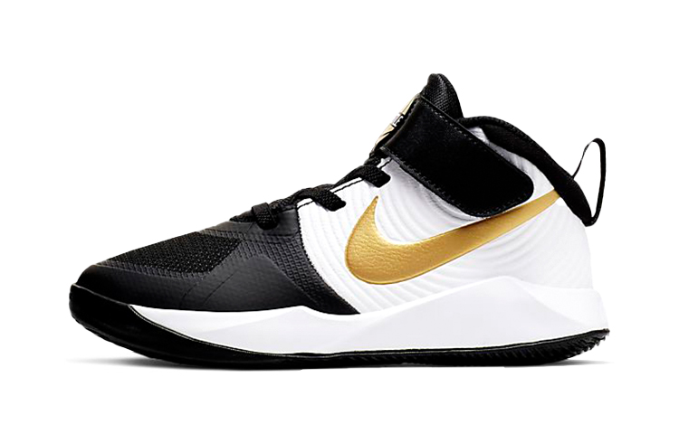 Buy 中童 Nike Team Hustle D 9 魔術貼 耐磨防滑 中筒 實戰籃球鞋 白黑金