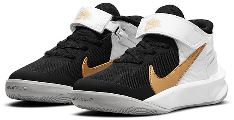 (Preschool) Nike Team Hustle D 10 FlyEase 'Black White Gold' DD7302-002 Lookbook (Preschool) Nike Team Hustle D 10 FlyEase 'Black White Gold' DD7302-002