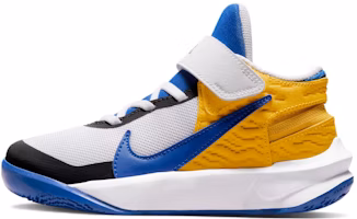 (Preschool) Nike Team Hustle D 10 FlyEase 'White Blue Yellow' DZ2761-141 (Preschool) Nike Team Hustle D 10 FlyEase 'White Blue Yellow' DZ2761-141
