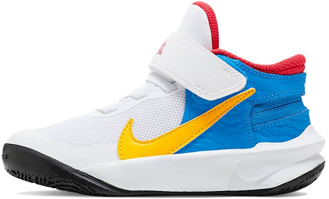 (Preschool) Nike Team Hustle D 10 FlyEase 'White Blue Yellow' DV9109-171 Buy (Preschool) Nike Team Hustle D 10 FlyEase 'White Blue Yellow' DV9109-171