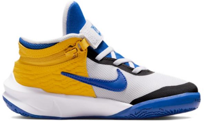 (Preschool) Nike Team Hustle D 10 FlyEase 'White Blue Yellow' DZ2761-141 Order (Preschool) Nike Team Hustle D 10 FlyEase 'White Blue Yellow' DZ2761-141