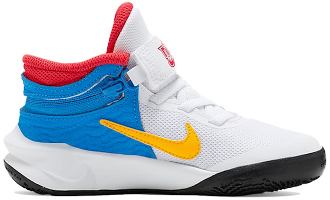 (Preschool) Nike Team Hustle D 10 FlyEase 'White Blue Yellow' DV9109-171 Order (Preschool) Nike Team Hustle D 10 FlyEase 'White Blue Yellow' DV9109-171