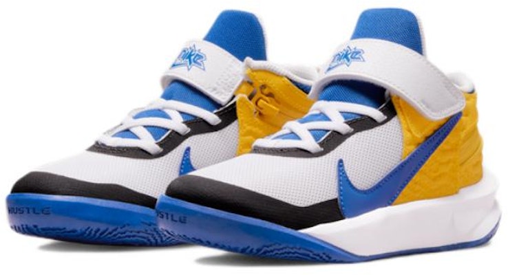 (Preschool) Nike Team Hustle D 10 FlyEase 'White Blue Yellow' DZ2761-141 Lookbook (Preschool) Nike Team Hustle D 10 FlyEase 'White Blue Yellow' DZ2761-141