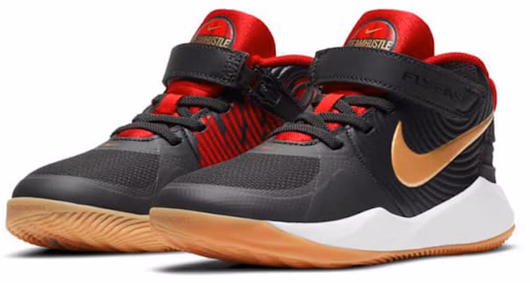 (Preschool) Nike Team Hustle D 9 FlyEase 'Black Red Gold' BV2951-003 Lookbook (Preschool) Nike Team Hustle D 9 FlyEase 'Black Red Gold' BV2951-003
