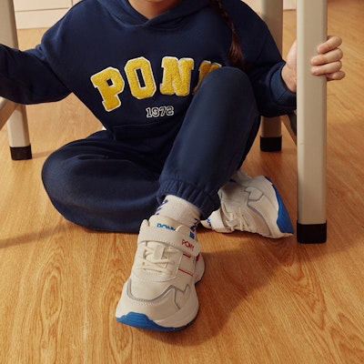 兒童 PONY 運動休閒舒適 防滑耐磨透氣 兒童休閒鞋 白藍色 2