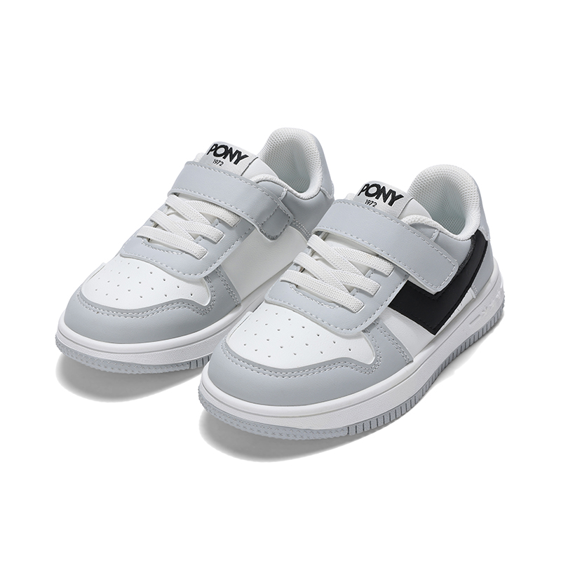 Lookbook 兒童 PONY CITY WINGS 經典休閒 防滑耐磨 低筒 兒童板鞋 灰白黑