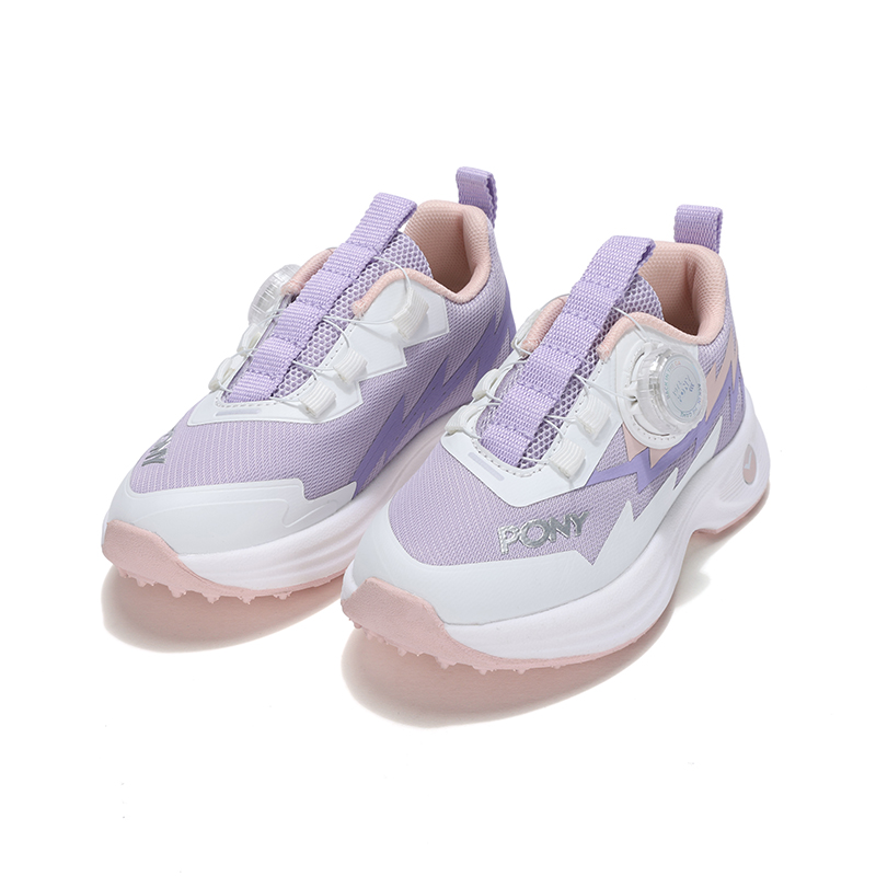Lookbook 兒童 PONY 旋鈕扣 減震透氣 低筒 兒童跑步鞋 白紫