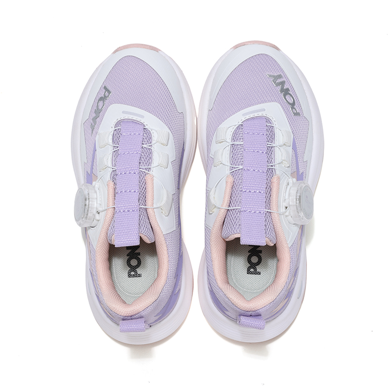 Shop 兒童 PONY 旋鈕扣 減震透氣 低筒 兒童跑步鞋 白紫