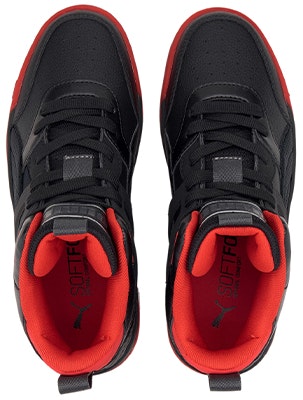 大童 PUMA Backcourt Mid 中筒 兒童板鞋 黑紅 Lookbook 大童 PUMA Backcourt Mid 中筒 兒童板鞋 黑紅