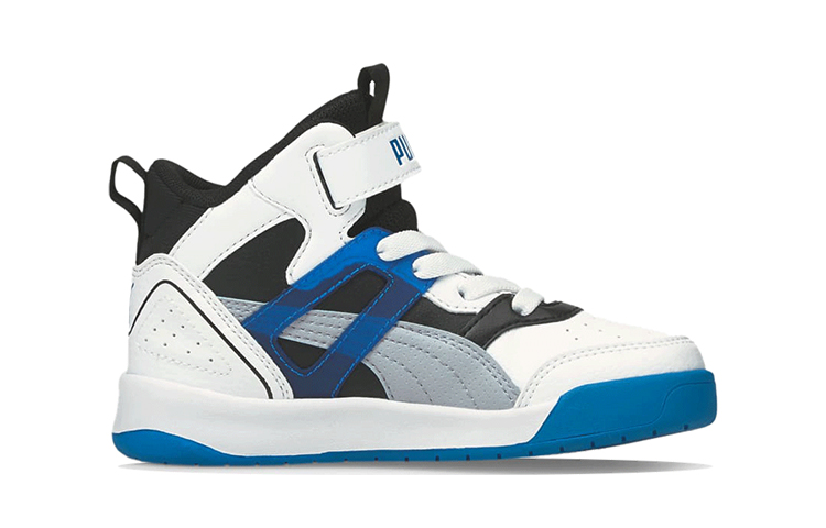 Order (Preschool) Puma Backcourt Mid 'White Black Blue' 374410-09