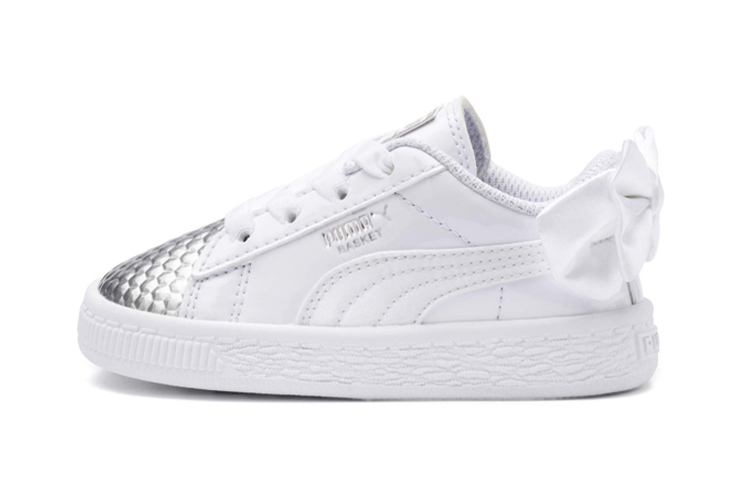 (Preschool) Puma Basket Bow Coated Glam AC Sneakers White 368984-01