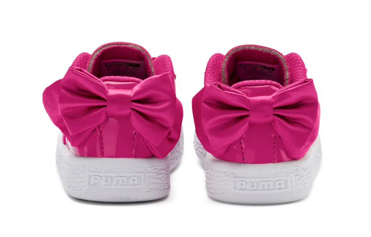 Shop 中童 PUMA Basket Bow Coated Glam AC PS 低筒 兒童板鞋 粉