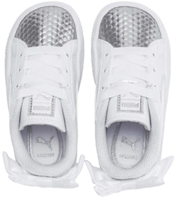 中童 PUMA Basket Bow Coated Glam AC PS 低筒 兒童板鞋 白 Lookbook 中童 PUMA Basket Bow Coated Glam AC PS 低筒 兒童板鞋 白