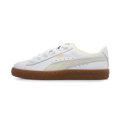 (PS) Puma Basket Classic Rubber Retro Low Top Casual Skate Shoes Unisex White