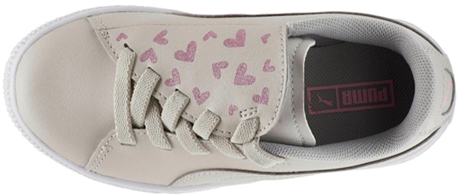 中童 PUMA Basket Crush Glitter Hearts AC 愛心 潮流百搭休閒 低幫 兒童板鞋 灰 Shop 中童 PUMA Basket Crush Glitter Hearts AC 愛心 潮流百搭休閒 低幫 兒童板鞋 灰