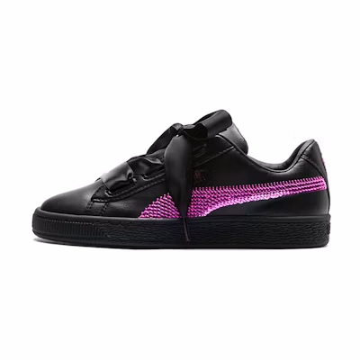 (PS) Puma Basket Heart Bling K Shoes Black/Purple