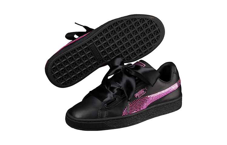 (PS) Puma Basket Heart Bling K Shoes Black/Purple 圖 5
