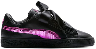 Order 大童 PUMA Basket Heart Bling 復古休閒 低幫 兒童板鞋 黑紫