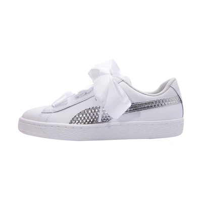 (PS) Puma Basket Heart Coated Glam Jr 'Silver White'