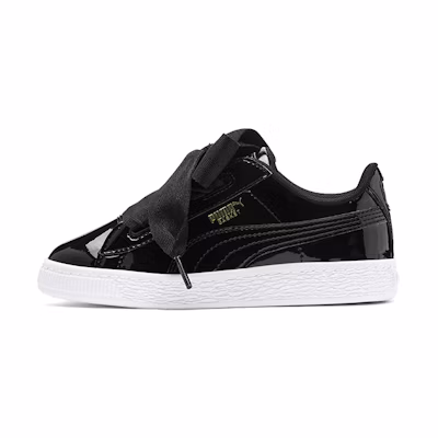(PS) Puma Basket Heart Patent Little 'Black White'