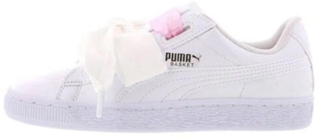 (Preschool) Puma Basket Heart Patent Junior White Lace Up 'White Pink' 364817-02 (Preschool) Puma Basket Heart Patent Junior White Lace Up 'White Pink' 364817-02