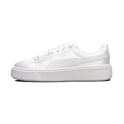 (PS) Puma Basket Platform Thick Sole Heighten Unisex White Silk