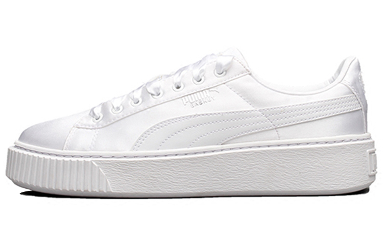 Buy (PS) Puma Basket Platform Semelle Épaisse Rehaussée Unisexe Blanc Soie 365133-05