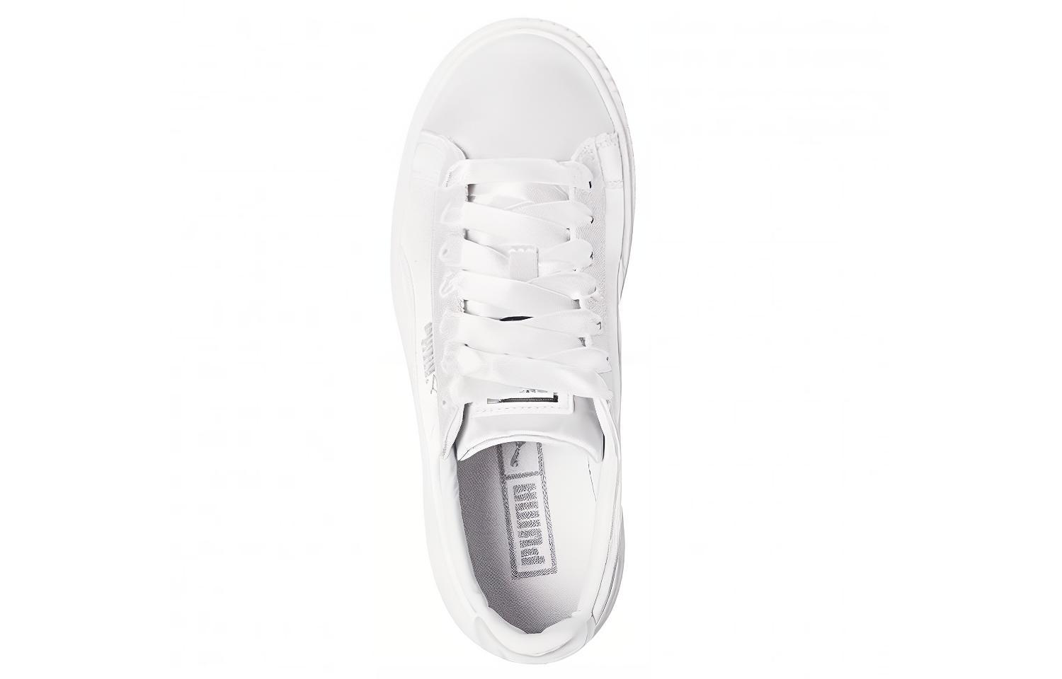Order (PS) Puma Basket Platform Semelle Épaisse Rehaussée Unisexe Blanc Soie 365133-05