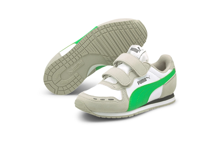 Lookbook 中童 PUMA Cabana Racer 低筒 兒童跑步鞋 灰綠