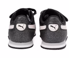 Shop 中童 PUMA Cabana Racer Glitz 運動 低筒 兒童跑步鞋 黑白