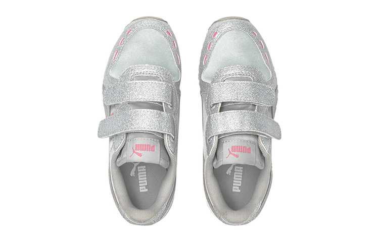 Lookbook 中童 PUMA Cabana Racer Glitz 運動 低筒 兒童跑步鞋 銀色