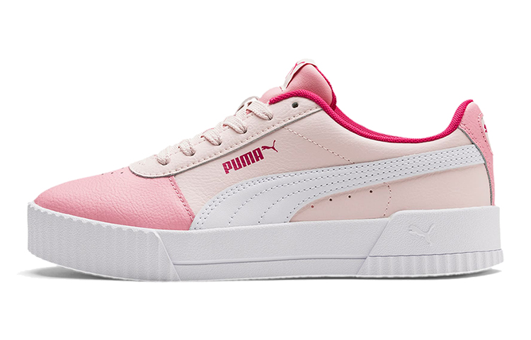 (Youth) Puma Carina L Casual Board Shoes Khaki/Pink/White