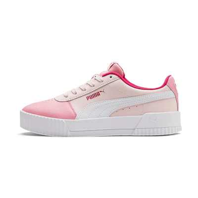 (Youth) Puma Carina L Casual Board Shoes Khaki/Pink/White