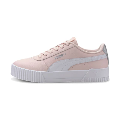 (Youth) Puma Carina L Casual Board Shoes Pink/White/Grey