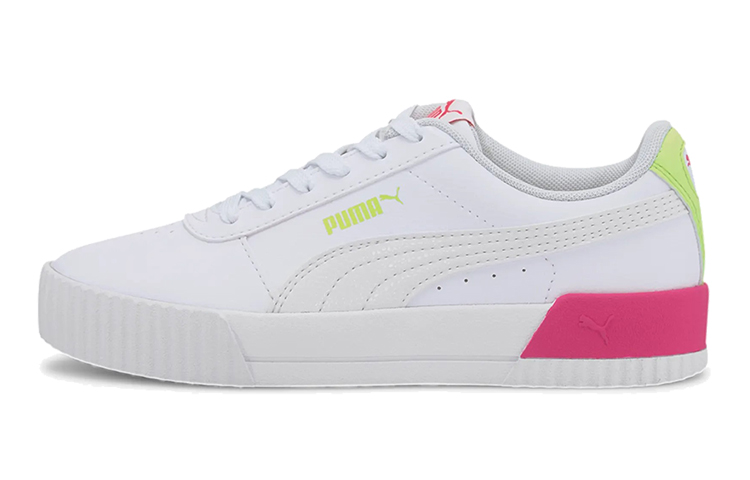 (Youth) Puma Carina Vivid Casual Board Shoes White/Pink/Green