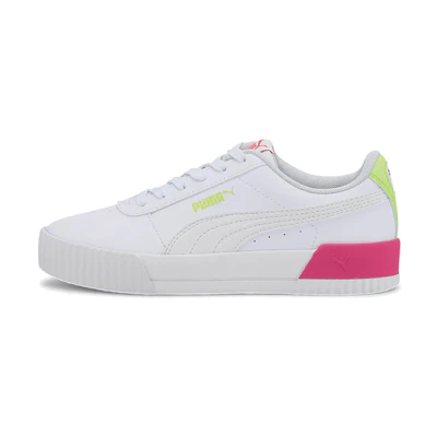 (Youth) Puma Carina Vivid Casual Board Shoes White/Pink/Green
