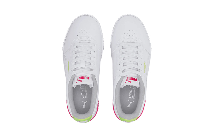 (Youth) Puma Carina Vivid Casual Board Shoes White/Pink/Green 圖 3