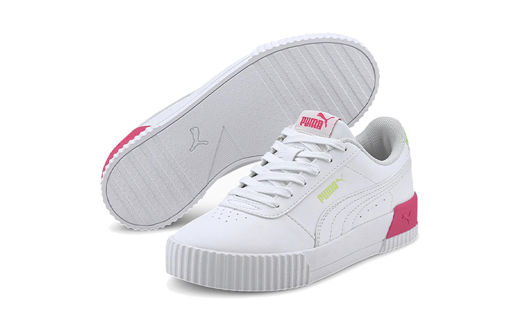 (Youth) Puma Carina Vivid Casual Board Shoes White/Pink/Green 圖 5