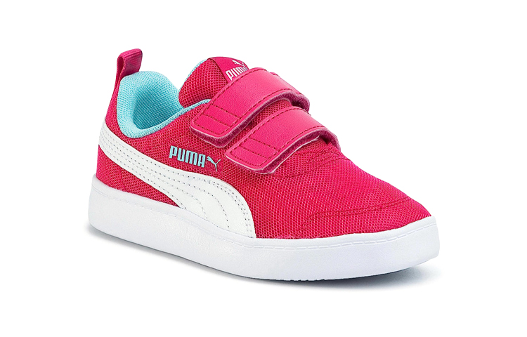 Lookbook 中童 PUMA Courtflex V2 魔術貼 休閒 低筒 幼童板鞋 粉藍