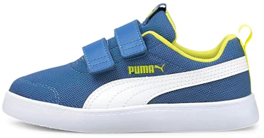 (Preschool) Puma Courtflex V2 Mesh Bright White Neon 'Blue' 371758-07 (Preschool) Puma Courtflex V2 Mesh Bright White Neon 'Blue' 371758-07