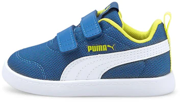 (Preschool) Puma Courtflex V2 Mesh V Bright White Neon 'Blue' 371759-07 (Preschool) Puma Courtflex V2 Mesh V Bright White Neon 'Blue' 371759-07